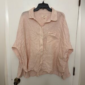 Haven Well Within 100% linen striped boxy shirt lagenlook womens XL